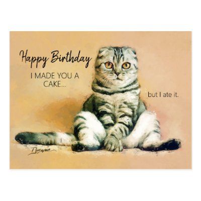Funny Cat Birthday Cards - Postcards and Greeting Cards